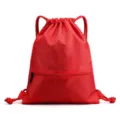 Roter Turnbeutel Rucksack mit Wabenmuster und Vordertasche mit Reißverschluss für Fitness Sport. - Klein 45*34 / Rot