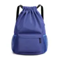 Lightweight blue drawstring backpack casual sports fitness gym bag with mesh side pockets - S / Sapphire Blue