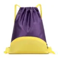 Sac a dos cordon en tissu oxford impermeable, sac de sport violet et jaune pour ecole. - Petit (usage quotidien) / Violet incurvé