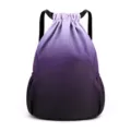 Waterproof purple gradient drawstring backpack sports gym bag for men and women lightweight travel. - Black Grey Gradient