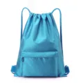 Hellblauer wasserdichter Kordelzug Rucksack leichte Sport Fitness Sackpack Reisebeutel - Seeblau