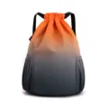 Waterproof drawstring backpack gradient nylon sports travel gym bag for men and women lightweight. - Orange Grey Gradient