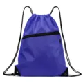 Lila Kordelzug Rucksack Sporttasche Fitness mit Front Reißverschlusstasche und Ecken. - Klein 43x35 cm / Saphirblau