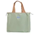Foldable tote shopping bag, large capacity travel storage bag with stylish contrast color trim. - NL Bean Green
