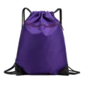 Purple drawstring backpack with front zipper pocket, lightweight gym sack for sports. - Small Size 45*34cm / Purple