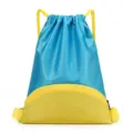 Waterproof blue yellow drawstring backpack gym sports cinch sack for daily travel fitness use - Wanwan Lake Blue