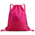 Helles pinker Turnbeutel mit Kordelzug leichter Sport Rucksack fuer Damen und Herren. - Rosarot