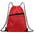 Red Oxford cloth drawstring backpack, casual sports gym sack with front zipper pocket. - Small 43x35 cm / Red