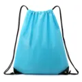 Blue drawstring backpack, 210D polyester gym sack for sports, travel, and daily use. - 210 Lake Blue