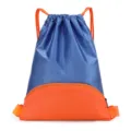 Waterproof oxford cloth drawstring backpack sports gym sack in blue and orange colors. - Curved Style in Royal Blue