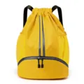 Großer gelber Sport Turnbeutel Fitness Training Rucksack mit Schuhfach und Kordel. - Gelb