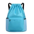 Blue drawstring backpack lightweight sports gym bag travel storage casual rucksack variant. - Lake Blue 028