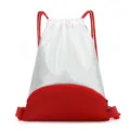 Waterproof drawstring backpack white and red sports gym bag for school, travel and marathon. - Curved Style in White