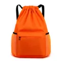 Oranger leichter wasserdichter Kordelzug Rucksack Sport Fitness Gym Bag fuer Reise Alltag. - Orange
