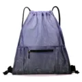 Gradient mesh drawstring backpack for beach, sports and gym, lightweight storage bag variant. - Black-Grey Gradient Mesh