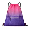 Pink purple gradient mesh drawstring backpack, beach gym sports bag variant item. - Red-Blue Gradient Mesh