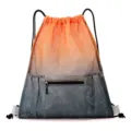 Gradient mesh drawstring backpack lightweight breathable beach bag outdoor sports fitness gym sack - Orange-Gray Gradient Mesh