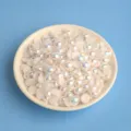 Perle semi-rotonde colore AB 4mm perle piatte ABS iridescenti variante A14 bianco. - 16 mm 500 pz/confezione / Bianco puro