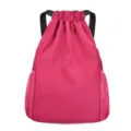 Pink drawstring backpack for sports gym fitness lightweight casual travel daily use. - Blank Mesh Bag Rose Red