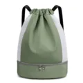 Waterproof dry wet separation gym drawstring backpack with shoe compartment for sports fitness - S / Green