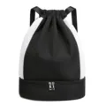 Waterproof drawstring sports gym backpack with separate shoe compartment for fitness training swimming. - S / Black