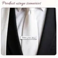 Silver stainless steel tie clip engraved with Father of the Bride shown on a white tie - 新娘父亲款式(Father of the Bride)