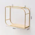 European style gold metal and wood wall-mounted floating shelf with size markers - Large (29x10x23cm) / Gold
