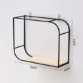 Minimalist black metal wall mounted floating shelf with light wood base, 29cm size - Large (29x10x23cm) / Black