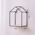 Modern black house-shaped wire wall shelf with natural wood base for home storage, 20x15cm - Small Tiered House / 20x15x10cm / Black