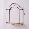 House-shaped wall shelf in black metal with wood base, size 30x25x10 cm - Large Tiered House / 30x25x10cm / Black