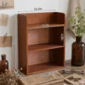 Ρουστίκ ξύλινο ράφι τοίχου 3 επιπέδων με αγγλικές ετικέτες διαστάσεων για αποθήκευση - Ίσιο Στυλ 3 Επιπέδων / 25x11.5x31cm