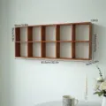 Estante de pared de madera antiguo de 10 rejillas para decoración del hogar y almacenaje - Grande (10 Rejillas Sin Respaldo) / 81.5x33.5x9cm / Color Nogal