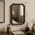 Specchio da parete ottagonale in legno scuro stile Mid-Century per decoro retrò - Octagonal / Piccolo (30x20cm)