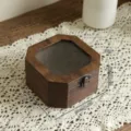 Octagonal walnut wood jewelry storage box with decorative glass lid and metal latch, 11x11x6cm - Octagonal Storage Box / Small (11x11x6cm)