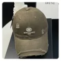 Verwischte bestickte Baseball Cap im Vintage-Look, weiche Freizeitmütze für Damen. - Kaffeebraun