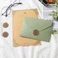 Avocado green envelope and kraft letter paper set with wax seals, vintage stationery kit for letters. - 1 Avocado Green Envelope + 1 Kraft Rabbit Paper + 1 Wax Seal Stamp