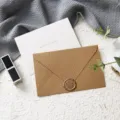 Burlap texture envelope greeting card set with wax seal for festival wishes and gift notes. - Best Wishes 5 Sets