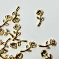 Gold metal rose flower charms DIY jewelry accessories retro alloy small envelope decor 10pcs - Metallic Rose Accessory / 1 Piece