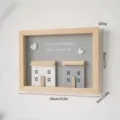 Rustic wooden wall decor plaque with 3D houses and hearts design 24x18x2cm size - Double House Style / 24x18x2cm