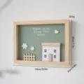 European style wooden shadow box decoration with There is no place like home text - Fence House Style / 24x18x2cm