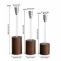 Set of 3 Nordic aluminum candle holders with walnut wood base and acrylic bubble stem - Screw Back / Three-Piece Set