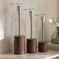 Nordic candle holder with walnut wood base and silver aluminum top for home decor - Screw Back