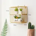 Square gold iron wall mounted shelf with wooden tiers for home decor display 25x25cm - Square Double Layer / Gold