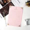 Pink gold foil stationery letter paper with rose design for handwritten letters and messages. - Rose Bronzing Letter Paper - Pink / 100 Pieces/Pack