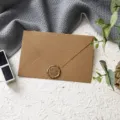 Linen texture wax seal envelope vintage greeting card invitation card for blessing festival - Envelope + Wax Seal Stamp
