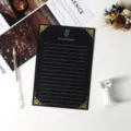Detail shot of black gold-stamped stationery paper with rose and border, premium thick paper. - Rose Bronzing Letter Paper - Black / 100 Pieces/Pack