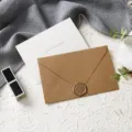 Burlap texture wax seal envelope and greeting card set for birthday and thanksgiving events. - Happy Birthday 5 Sets