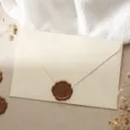 Retro textured envelope with delicate wax seal, exquisite vintage stationery detail shot. - Tree Texture Cream White: 1 Envelope + 1 Wax Seal / Off White
