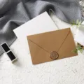 Burlap texture sealing wax envelope greeting card set with blank insert card for DIY wishes. - Blank Card 1 Set