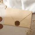 Vintage textured paper envelope with wax seal set for romantic letters and invitations - Tree Texture Stylish Beige: 1 Envelope + 1 Wax Seal / Beige